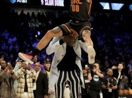 Fans are still stunned that Aaron Gordon vaulted over Tacko Fall and still didn't win the NBA's Dunk Contest. (Image: Jonathan Daniel/Getty)