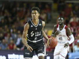 Theo Maledon, point guard for ASVEL, during action in France's top basketball league in Paris. (Image: Elyxandro Cegarra/Getty)