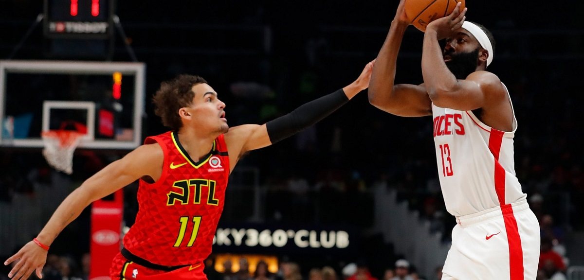 Trae Young James Harden triple-double Rockets Hawks