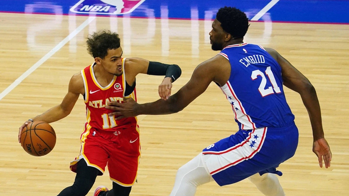 Trae Young Joel Embiid Atlanta Hawks Philadelphia 76ers NBA Playoffs Game 6