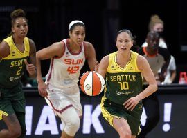 The Seattle Storm will take on the Connecticut Sun in the final of the first ever WNBA Commissionerâ€™s Cup. (Image: Elaine Thompson/AP)