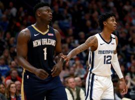 Pelicans big man Zion Williamson and Grizzlies point guard Ja Morant are fighting for the #8 seed in the West. (Image: Sean Gardner/Getty)