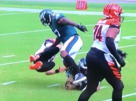 Cincinnati rookie quarterback is realizing heâ€™s not at LSU anymore as a vicious hit on him made the NFL Week 3 highlights. (Image: CBS Sports)