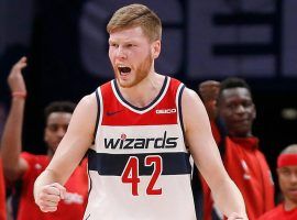 Washington Wizards forward Davis Bertans celebrates drilling a 3-pointer at Capitol One Arena in Washington, DC. (Image: Davis Bertans)