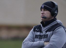 Northwestern's head coach Pat Fitzgerald on the sidelines during the Iowa game. (Image: Charlie Neibergall/AP)