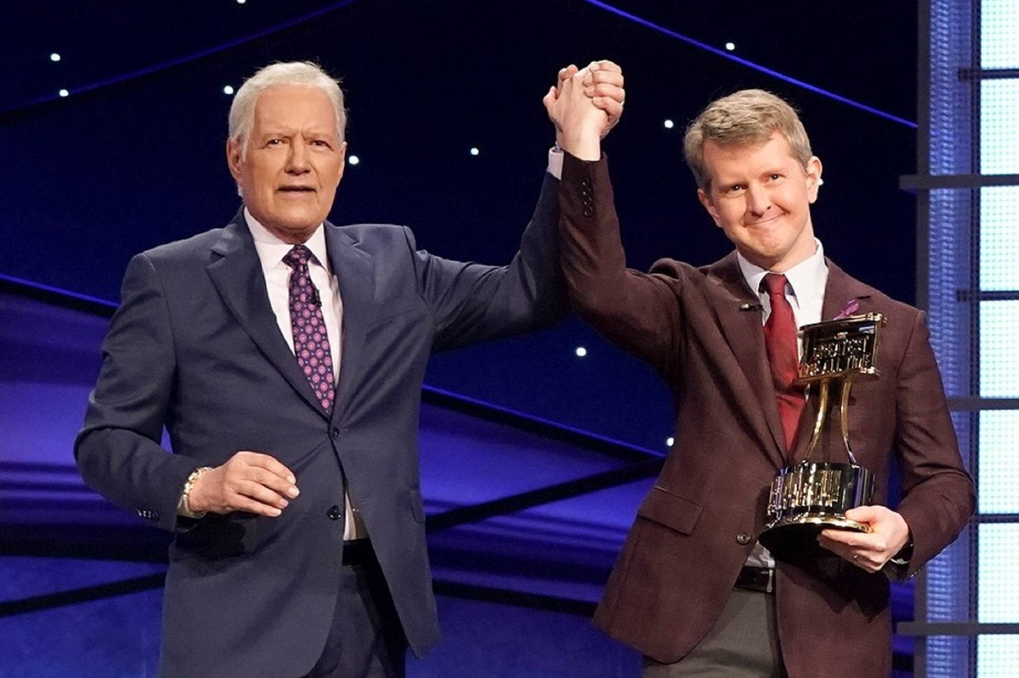 All-time winner Ken Jennings, right, was a favorite of Alex Trebek, and is the favorite to be the next Jeopardy! host. (Image: ABC)