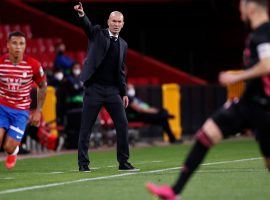 Zinedine Zidane leading Real Madrid from the bench in the La Liga game vs Granada. (Image: Twitter / @RealMadrid)