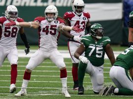 Arizona Cardinals LB Dennis Gardeck (45) sacks New York Jets QB Joe Flacco (5) during a 30-10 victory at MetLife Stadium. (Image: Seth Wenig/AP)