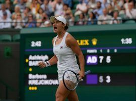 Ashleigh Barty (pictured) will take on Karolina Pliskova in the Wimbledon Ladiesâ€™ Final on Saturday. (Image: Glyn Kirk/AFP)