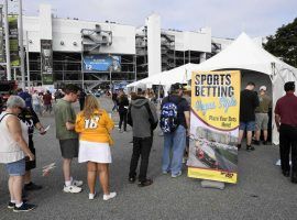 Bettors line up to wager on Sunday’s NASCAR Cup Series race at Dover International Speedway. (Image: Nick Wass/AP)