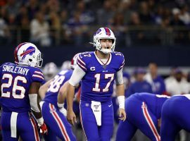 Buffalo Bills quarterback Josh Allen calls out an audible during the Dallas Cowboys game on Thanksgiving in Texas Stadium. (Image: Ronald Martinez/Getty)