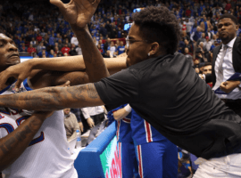 Kansas and Kansas State erupted into fisticuffs and an all-out brawl the last time the two teams met in Lawrence, Kansas. (Image: Jamie Squire/Getty)