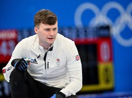 Bruce Mouat (pictured) and Great Britain will play for gold against Sweden in menâ€™s curling on Saturday. (AFP/Getty)