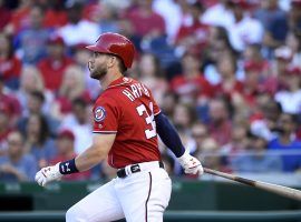 The Washington Nationals were said to be shopping Bryce Harper before the trade deadline, though GM Mike Rizzo said Tuesday morning that Harper would be staying put. (Image: Susan Walsh/AP)