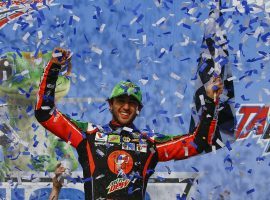 Chase Elliott earned his first win of the NASCAR Cup Series season with a victory Sunday at Talladega Superspeedway. (Image: Butch Dill/AP)