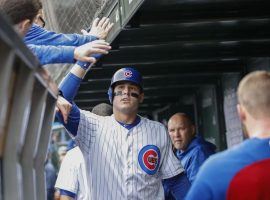 Cubs first baseman Anthony Rizzo celebrates the dinger against Milwaukee that helped keep Chicago's postseason dreams alive. (Image: Kamil Krzaczynski/UPI)