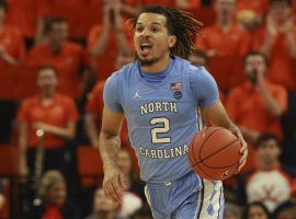 North Carolina point guard, Cole Anthony, during a game against Virginia in Charlottesville, VA. (Image: Steve Helber/Getty)