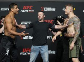 Paulo Costa (left) will take on Marvin Vettori (right) on Saturday, though the two will fight at 205 pounds rather than 185. (Image: Jeff Bottari/Zuffa)