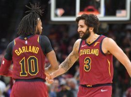 Darius Garland and Ricky Rubio from the Cleveland Cavs celebrate a recent victory over the Chicago Bulls. (Image: Getty(