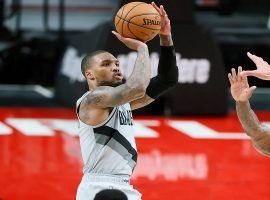 Damian Lillard pulls up for a 3-pointer in a comeback victory for the Portland Trail Blazers over the New Orleans Pelicans at the Moda Center in Portland. (Image: Soobum Im/USA Today Sports)