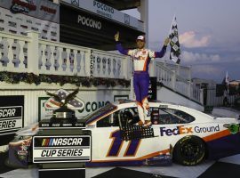 Denny Hamlin won the Pocono 350 on Sunday ahead of Kevin Harvick, reversing their one-two finish in Saturdayâ€™s race at the same track. (Image: Matt Slocum/AP)