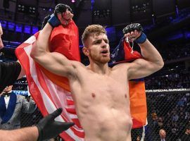 Edmen Shahbazyan (pictured) will try to continue his run towards the UFC middleweight title when he takes on Derek Brunson on Saturday. (Image: Josh Hedges/Zuffa/Getty)