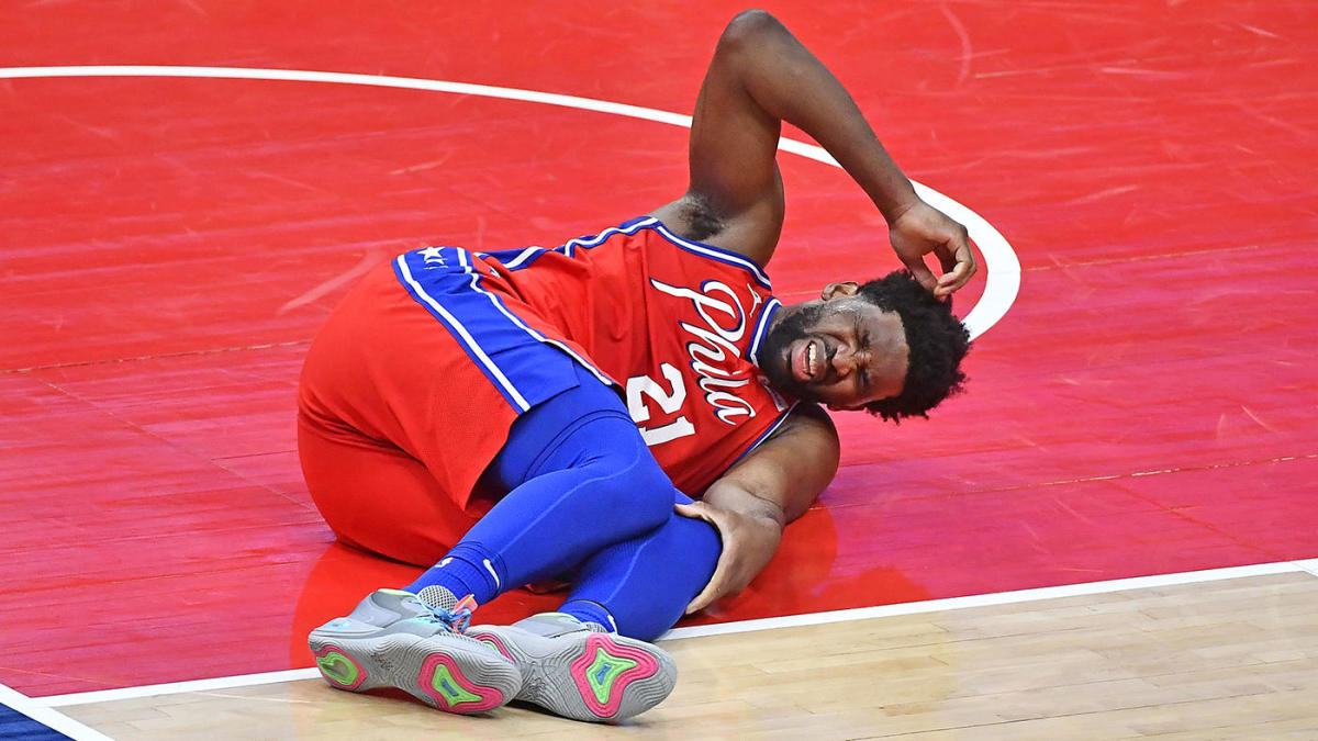 Joel Embiid knee injury Philadelphia 76ers Sixers Philly Out