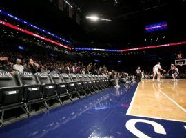 Empty courtside seats during a recent Brooklyn Nets game against the Orlando Magic at Barclayâ€™s Center. (Image: Brad Penner/Getty)