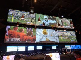 Bettors watch college football action on September 2016 at the FanDuel Sportsbook at Meadowlands Racetrack in New Jersey. (Image: Ed Scimia/997655.com)