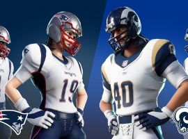 Super Bowl LIII participants, the New England Patriots and LA Rams, have special uniform skins for Fortnite users.(Image: Epic Games)