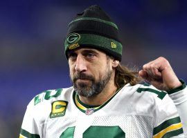 Green Bay Packers quarterback Aaron Rodgers celebrates a one-point victory over the Baltimore Ravens in Week 15. (Image: Robb Carr/Getty)