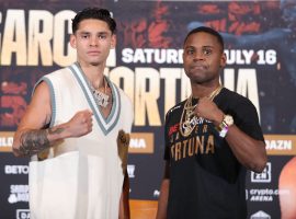 Lightweight star Ryan Garcia (left) will take on veteran contender Javier Fortuna in Los Angeles on Saturday night. (Image: Golden Boy Promotions)