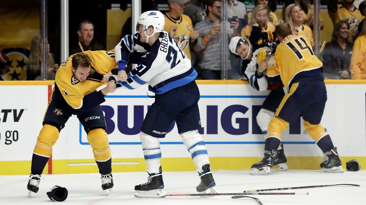 Hockey Fight Predators Jets