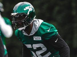 New York Jets linebacker Jarrad Davis in action during a drill at training camp. (Image: Getty)