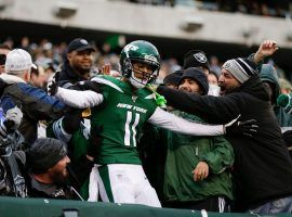 New York Jets WR Robby Anderson jumped into the crowd after scoring a touchdown against the Oakland Raiders at MetLife Stadium in E. Rutherford, NJ. (Image: Getty)