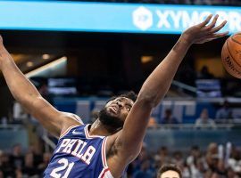 Philadelphia Sixers center Joel Embiid grabs a rebound in a preseason game. (Image: AP)