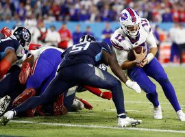 Buffalo Bills quarterback Josh Allen gets stuffed during a goal line stand by the Tennessee Titans. (Image: Wade Payne/AP)