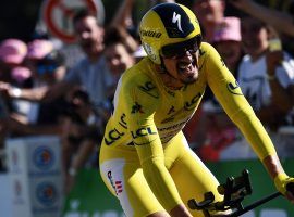 Julian Alaphilippe crosses finish line in Pau during Stage 13 of the Tour de France. (Image: Reuters)