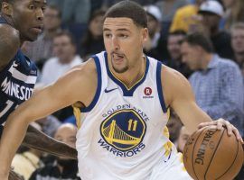 Klay Thompson suffered a fractured thumb on Sunday, making him the latest Golden State All-Star to miss time this season. (Image: Kyle Terada/USA TODAY Sports)