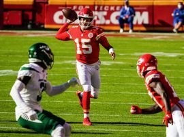 Patrick Mahomes of the Kansas City Chiefs picks apart the lowly NY Jets. (Image: Jay Biggerstaff/USA Today Sports)