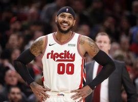 Portland Trail Blazers forward Carmelo Anthony at the Moda Center in 2020. (Image: Abbie Parr/Getty)