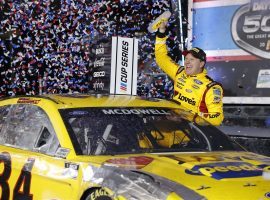 Michael McDowell captured his first NASCAR Cup Series victory on Sunday, as he emerged from a final-lap wreck to win the Daytona 500. (Image: Jared C. Tilton/Getty)