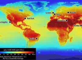 This NASA map illustrates how temperature and rainfall patterns will change around the world by 2100. While the Earth heats up, MyBookie created a market to play global warming. (Image: NASA)