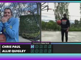 Allie Quigley (left) and Chris Paul (right) put on the most entertaining show in the first round of the NBA HORSE Challenge. (Image: @NBA/Twitter)