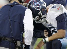 NFL QB Marcus Mariotta knocked unconscious in 2018 regular season game. (Image: AP/James Kenney)