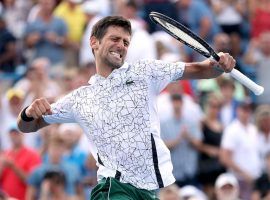 Novak Djokovic celebrates after defeating Roger Federer in the final of the 2018 Western & Southern Open. (Image: Matthew Stockman/Getty)