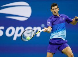 Novak Djokovic will continue his pursuit of the calendar year Grand Slam on Wednesday when he battles Matteo Berrettini in the US Open quarterfinals. (Image: Sarah Stier/Getty)returns the ball against Holger Vitus Nodskov Rune of Denmark during his Men's Singles first round match on Day Two of the 2021 US Open at the Billie Jean King National Tennis Center on August 31, 2021 in the Flushing neighborhood of the Queens borough of New York City. (Photo by Sarah Stier/Getty Images)