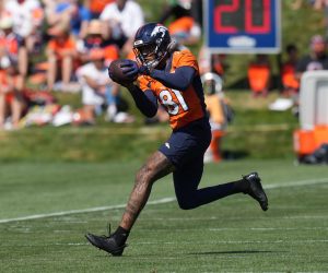 Tim Patrick Denver Broncos ACL knee injury out season WR