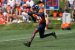 Tim Patrick from the Denver Broncos catches a pass from Russell Wilson in training camp before his knee injury. (Image: Getty)