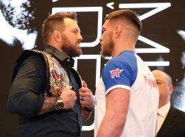 Ryan Bader (left) will defend his Bellator light heavyweight title against Vadim Nemkov on Friday at Mohegan Sun. (Image: Gregory Payan/AP)